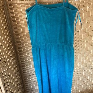NWOT Juicy Couture black label velour turquoise #S strapless/straps jumpsuit 🔥
